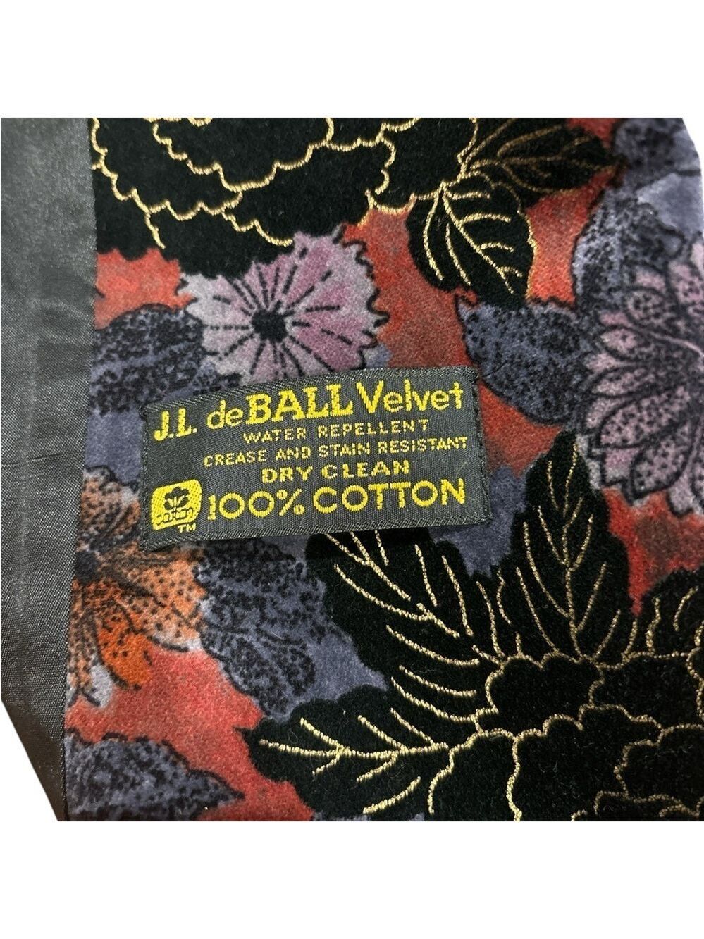 80s FLORAL OVERSIZED SWING COAT WATER REPELLENT COTTON VELVET DARK ROMANCE M - Picture 9 of 11